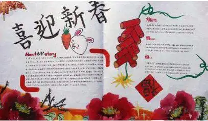 2019愉快的春节手抄报图片五年级