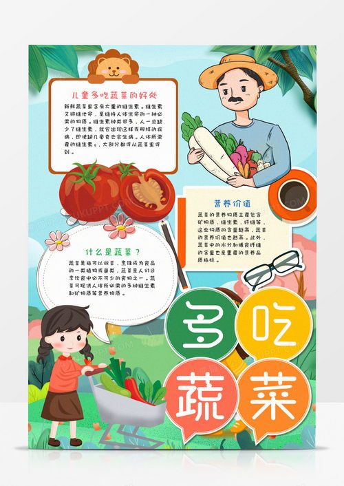 卡通多吃蔬菜竖版手抄报word模板下载卡通蔬菜