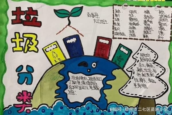 郑州市二七区苗圃小学开展垃圾分类,从我做起手抄报活动