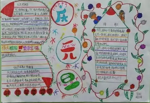 亲子手工丨简笔画元旦手抄报大全
