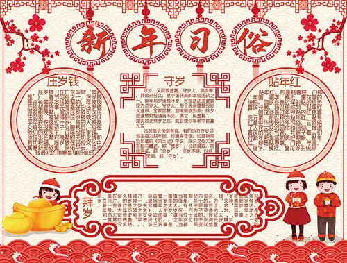 传统新年习俗手抄报