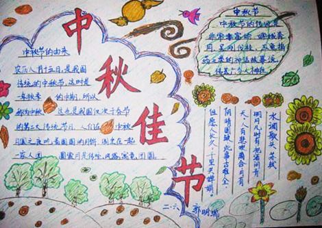 小学生图片2020中秋节对家人的祝福语送手抄报小学生图片大全简单又漂亮