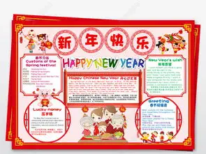 2019剪纸风格中英文新年快乐word小报图片模板下载