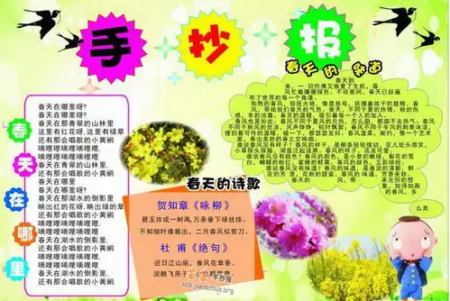 春天电子手抄报图片内容