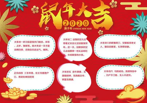 鼠年大吉新年2020手抄报图片素材
