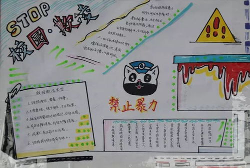 反对校园欺凌,共创和谐校园手抄报展示