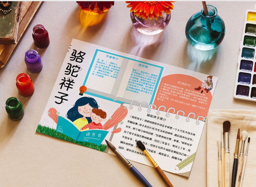 卡通寒暑假骆驼祥子简介小报word模板下载熊猫办公