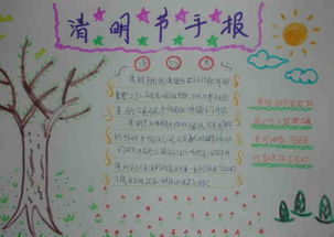 清明节手抄报小波浪线条花边精美设计