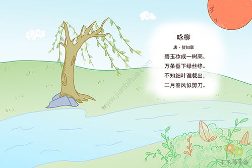 咏柳古诗配画简笔画