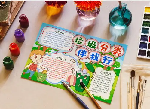 环保卡通垃圾分类小报手抄报word模板下载熊猫办公