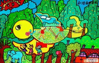 优秀儿童画春天景色的作品欣赏