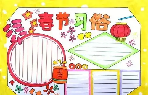 2020春节元宵节手抄报来啦还有简单实用的春节儿童画
