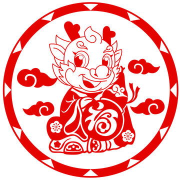 龙年剪纸生肖龙