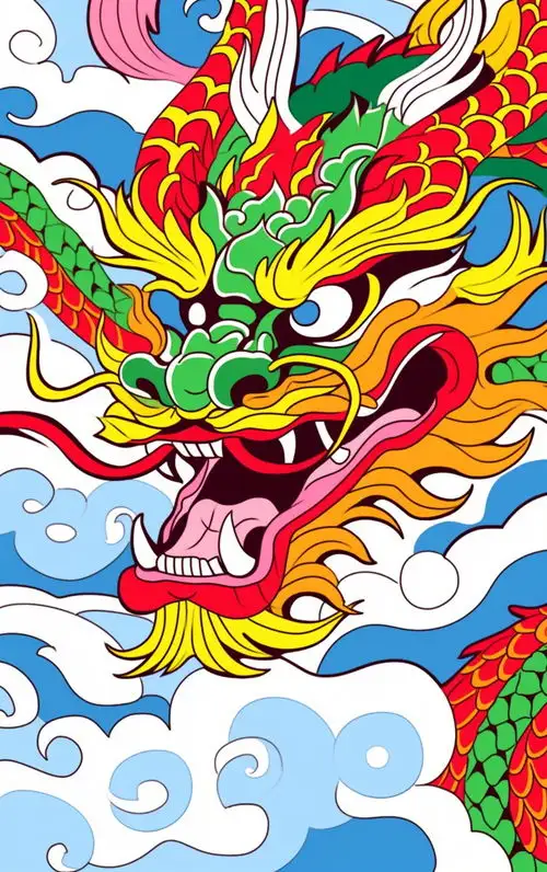 简约绿色龙年插画背景素材图片广告素材下载至来源处