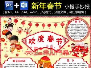 wordps新年春节电子小报手抄报图片素材psd模板下载46.38mb元旦手抄报大全节日手抄报