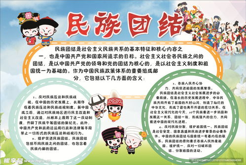 名族团结小报设计图卡通设计