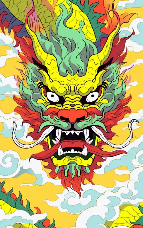 简约绿色龙年插画背景素材图片广告素材下载至来源处