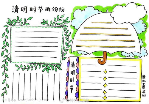 小清新清明节手抄报模板