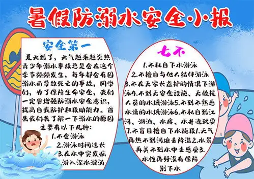 暑假防溺水安全小报图片模板