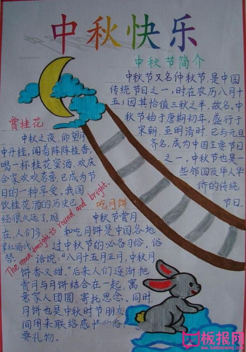 中秋快乐手抄报,中秋节的来历