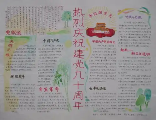 关于党建党一百周年的手抄报建党100周年手抄报图片素材