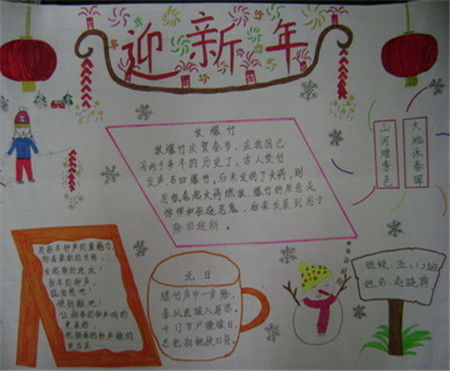 迎新年手抄报小孩盼望春节到