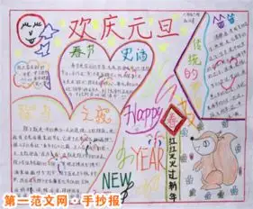 元旦手抄报元旦快乐,万事如意