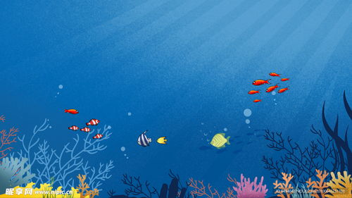 海洋世界海底生物插画背景设计图海洋生物
