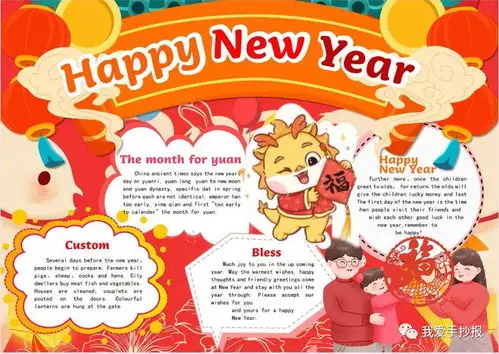 龙年春节手抄报合集,春节起源春节习俗好诗好句,快给孩子收藏