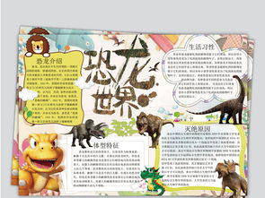 可爱恐龙世界探索科普恐龙小报手抄报图片模板worddoc设计图下载科学手抄报大全编号18547936