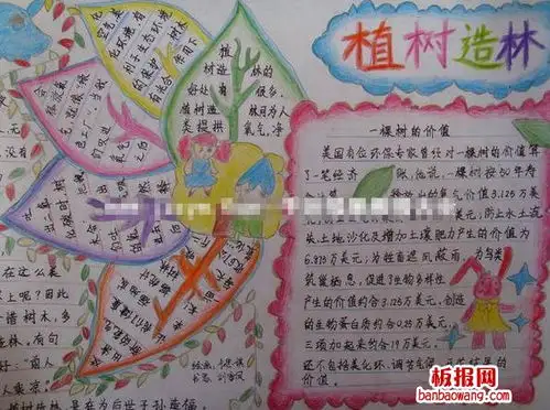 四年级小学生植树造林手抄报