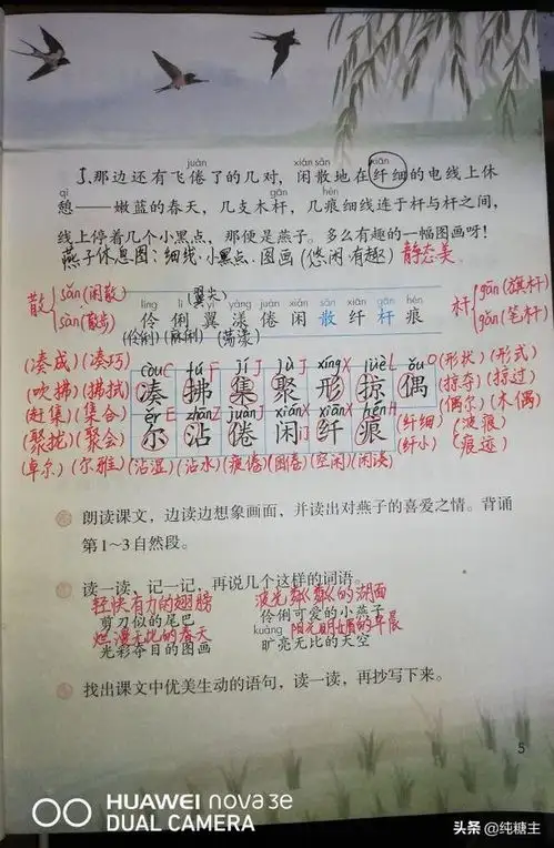 统编三年级下2.燕子学习笔记分享