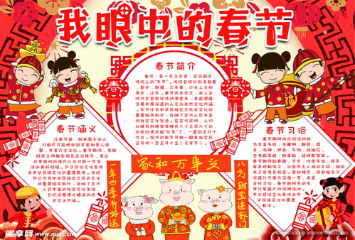 新年春节海报手抄报学校黑板报设计图