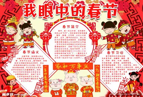 新年春节海报手抄报学校黑板报设计图