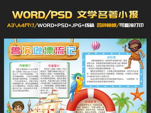 鲁滨逊漂流记小报童话故事西方名著手抄报图片素材psd模板下载79.02mb西方名著手抄报大全读书手抄报