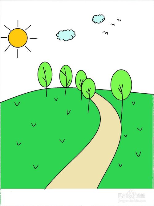 儿童简笔画春天的景色