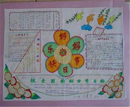 母亲节手抄报母亲节,为妈妈献花