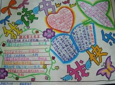 一个少年正在读书时为主题画一份手抄报.