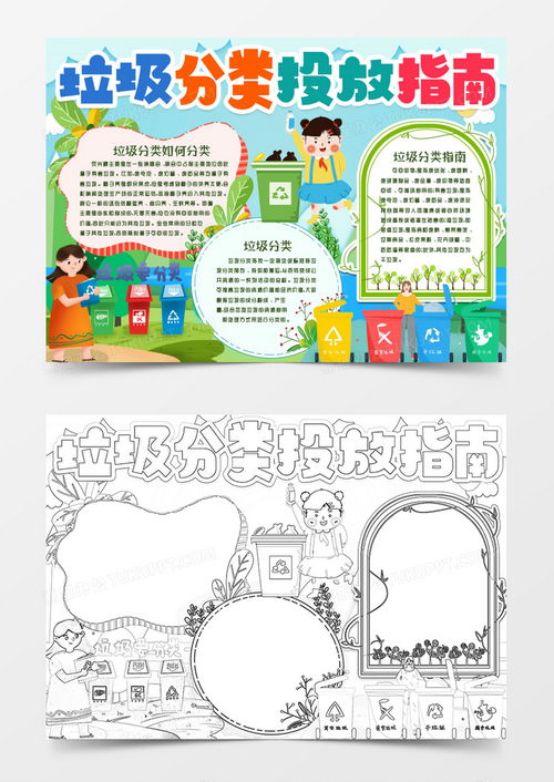 垃圾分类投放指南环保绿色家园小报手抄报模版word模板下载熊猫办公