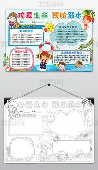 珍爱生命预防溺水小报假期安全游泳安全电子手抄报图片模板下载