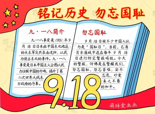超简单的九一八勿忘国耻手抄报模板,含文字内容,家长可收藏备用