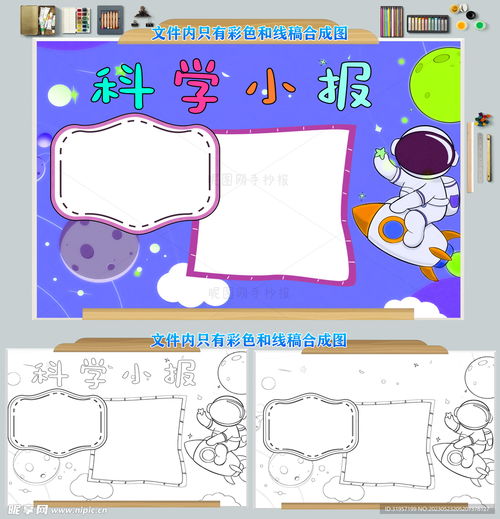 科学小报科技手抄报模板设计图