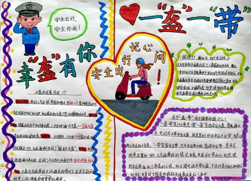 一盔一带守护安全手抄报图片,幸盔有你安全出行记心间