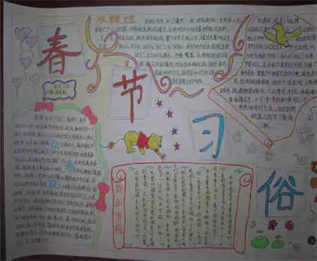 春节手抄报报头画插图与尾花的表现手法
