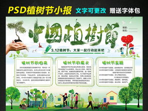 植树节小报绿色环保手抄报爱护环境电子小报图片模板下载