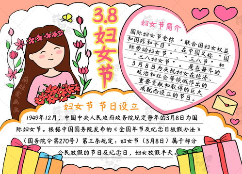 女神节快乐38妇女节主题手抄报模板,简单又好看,含内容文字