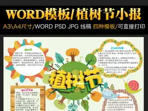 植树节小报春天春游环保绿色电子手抄报模板