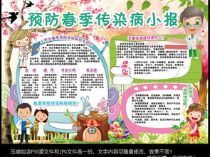 预防春季传染病小报春天健康手抄小报模板图片psd设计图下载校园安全手抄报大全编号16140900