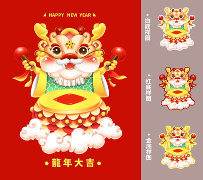 2024年生肖门神龙年门贴纸