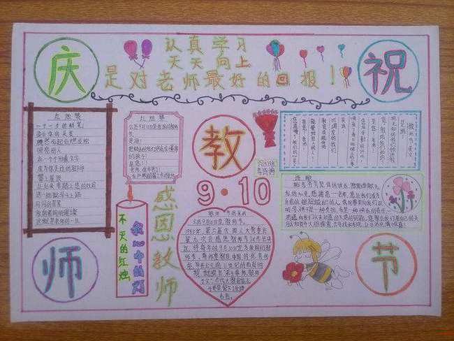 教师节手抄报,简单好画,老师们感动得都哭了
